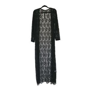 Black Whimsigoth Lace Duster Kimono Womens 10/M Witchy Sheer Boho Goth Fairy NWT